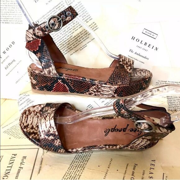 Free People Platform Sandal Strap Snakeskin Print - Picture 3 of 8